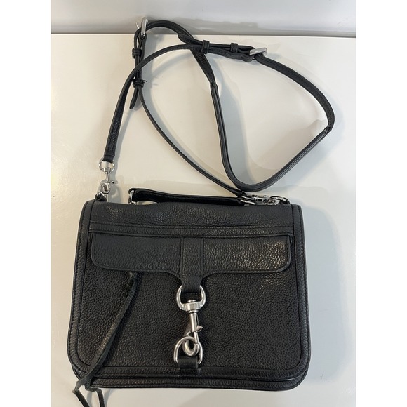 Rebecca Minkoff Handbags - REBECCA MINKOFF Black Pebbled Leather Top Handle‎ Crossbody Bag Minimalist